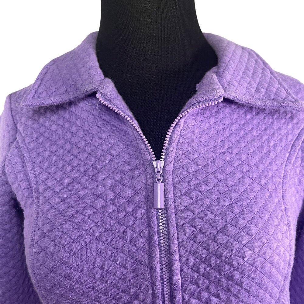 Itsu Size Small Quilted Zip-Up Jacket Purple Cotton Blend Lightweight  Pre-Owned - Picture 2 of 7